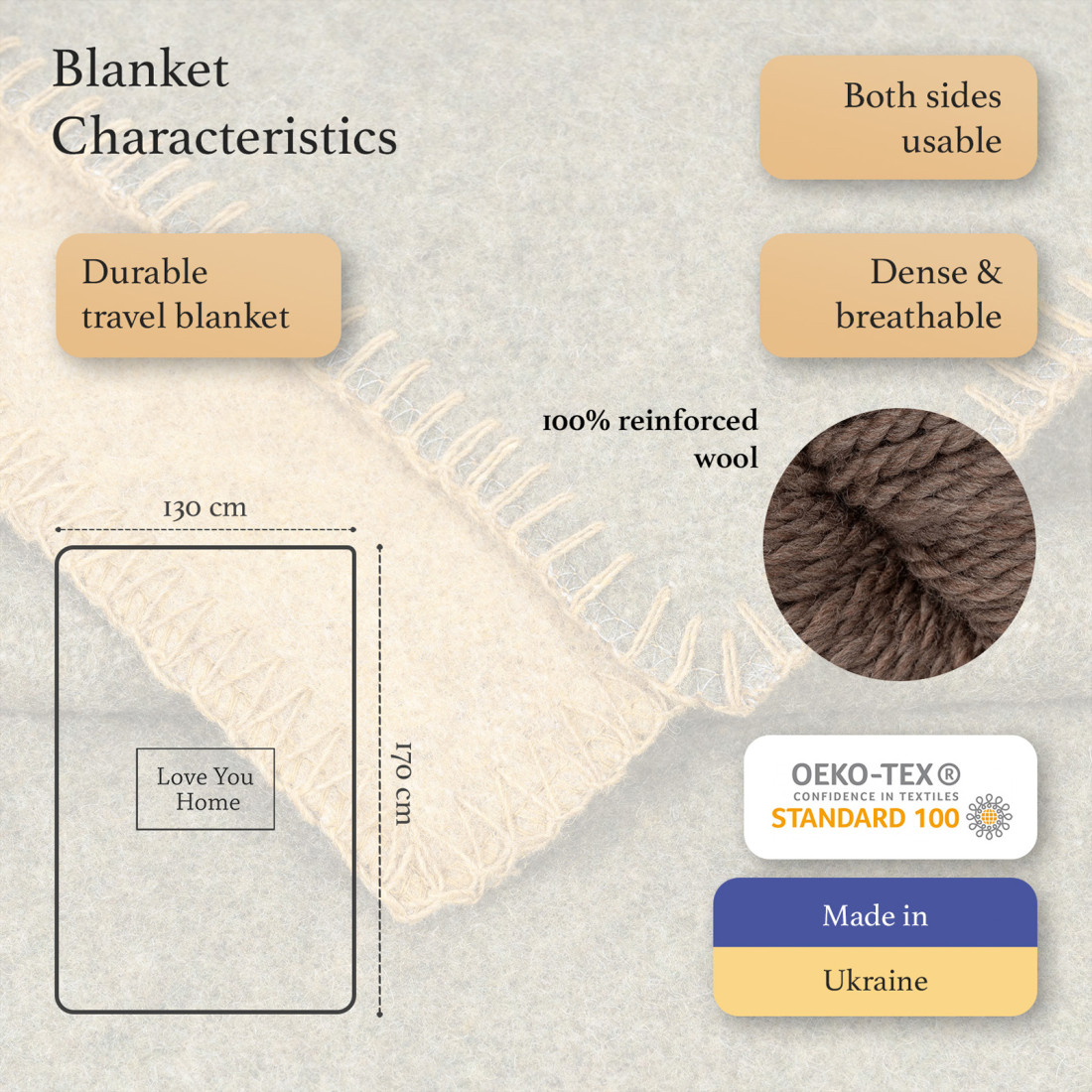 100% sheep's wool blanket · 2