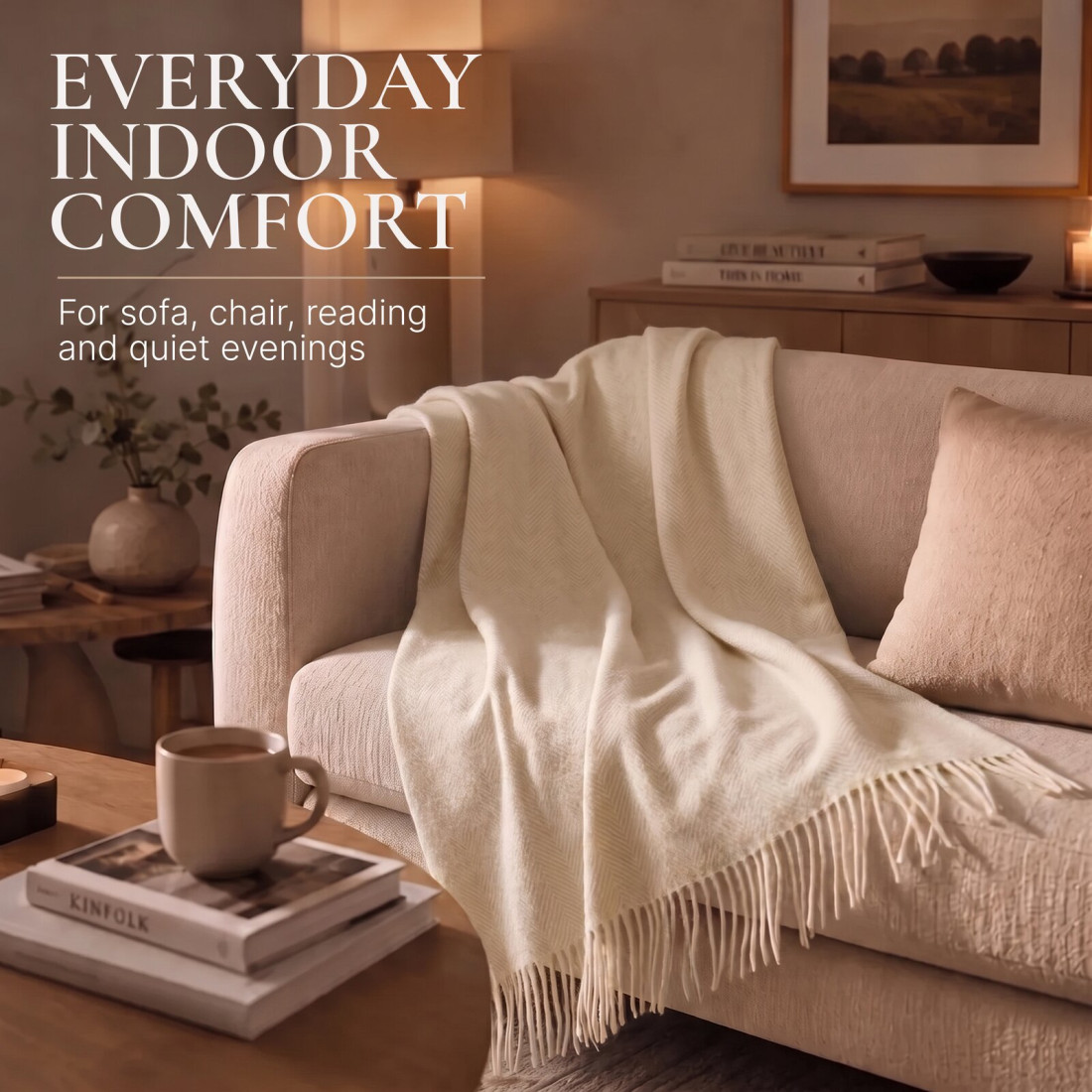 Cashmere wool blanket with merino herringbone · 6