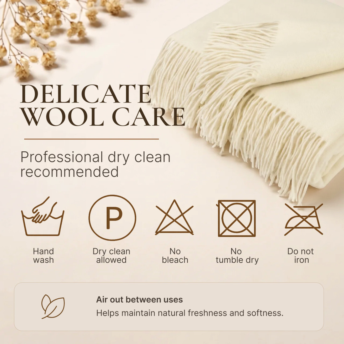 Cashmere wool blanket with merino herringbone · 9