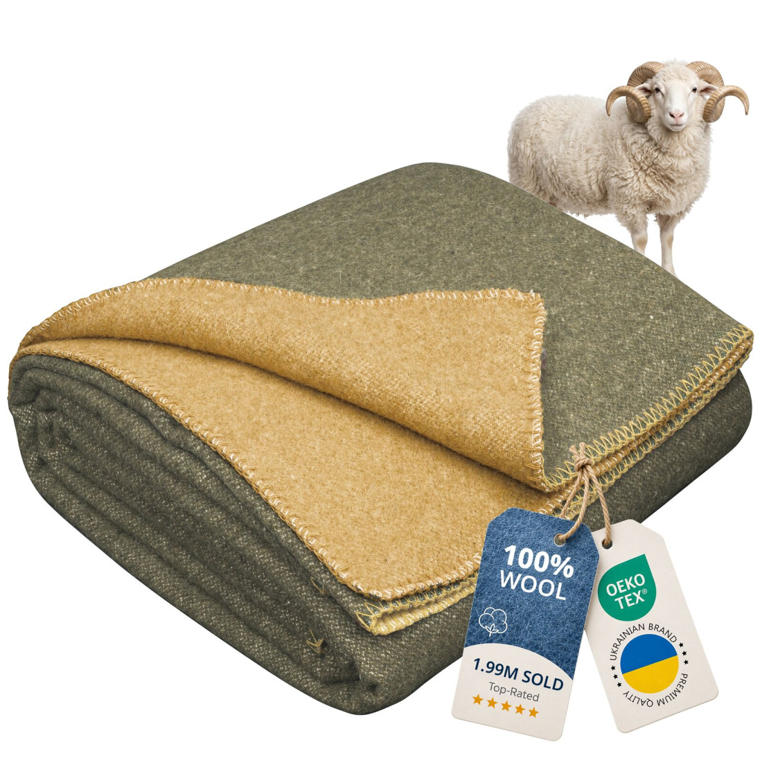 Reversible 100% Wool Blanket