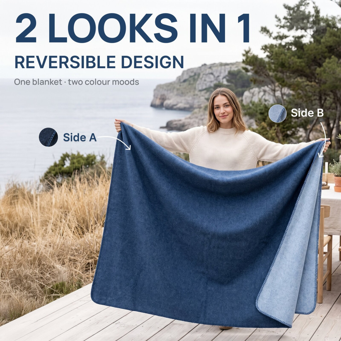 Reversible 100% Wool Blanket · 2