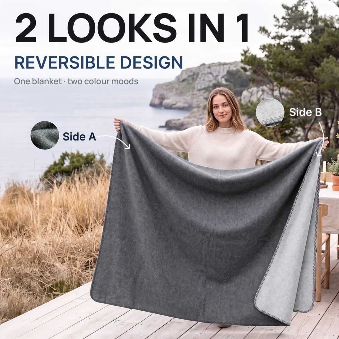 Reversible 100% Wool Blanket · 2