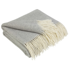 Cashmere wool blanket with merino herringbone LoveYouHome (140x200 cm / Grey - White)