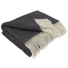 Cashmere wool blanket with merino herringbone LoveYouHome (140x200 cm / Dark Grey with White)