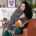 Cashmere wool blanket with merino herringbone LoveYouHome (140x200 cm / Dark Grey with White)