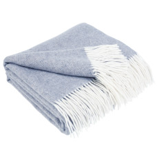 Cashmere blanket with Merino herringbone LoveYouHome (140x200 cm / Blue with White)