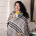 Cashmere Wool Blanket with Merino Tartan LoveYouHome (140x200 cm / Dark Grey with Grey and White)