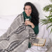 Cashmere Wool Blanket with Merino Tartan LoveYouHome (140x200 cm / Dark Grey with Grey and White)