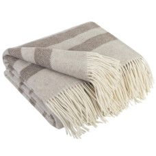 Cashmere wool blanket with Merino Stripes LoveYouHome (140x200 cm / Cream with Brown)