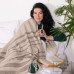 Cashmere wool blanket with Merino Stripes LoveYouHome (140x200 cm / Cream with Brown)