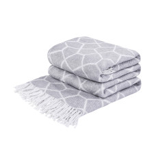 Cotton blanket Net LoveYouHome (140x200 cm / Light Grey - White)