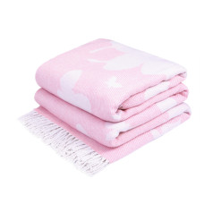 Cotton Blanket Butterflies LoveYouHome (140x200 cm / Light Pink - White)