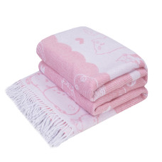 Cotton Blanket Cats & Kittens LoveYouHome (140x200 cm / Light Pink - White)