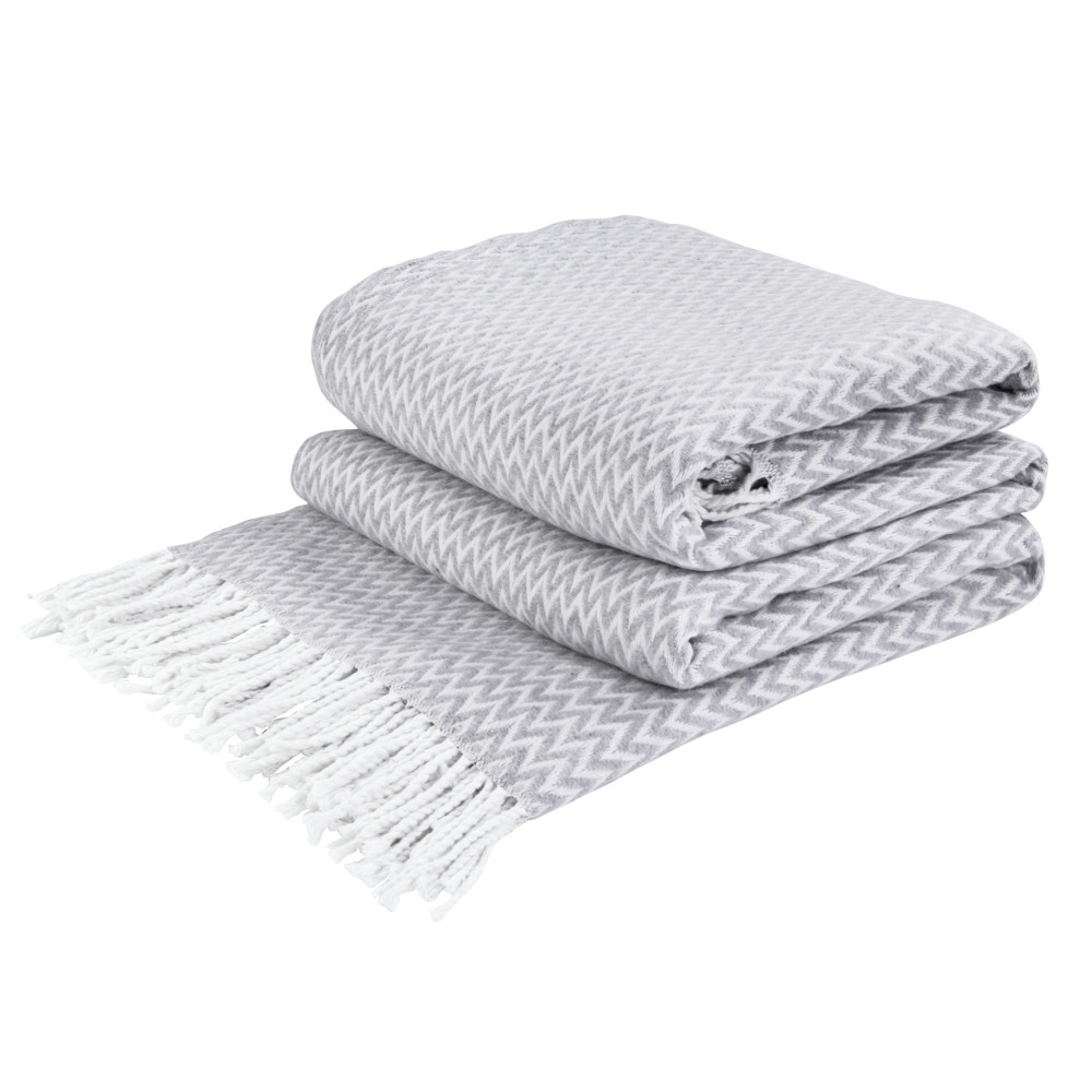 Light grey cotton chevron blanket
