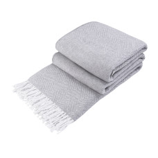 Cotton Blanket Squares & Diamonds LoveYouHome (140x200 cm / Light Grey - White)
