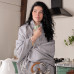 Cotton Blanket Squares & Diamonds LoveYouHome (140x200 cm / Light Grey - White)