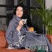Cotton Blanket Squares & Diamonds LoveYouHome (140x200 cm / Dark Blue - White)