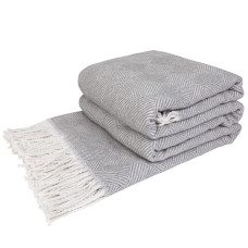Cotton Blanket Parallels LoveYouHome (140x200 cm / Light Grey - White)