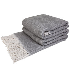 Cotton Blanket Parallels LoveYouHome (140x200 cm / Grey - White)