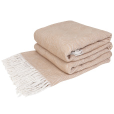 Cotton Blanket Parallels LoveYouHome (140x200 cm / Beige - White)