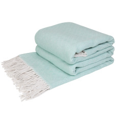 Cotton blanket Diagonal LoveYouHome (140x200 cm / Mint - White)