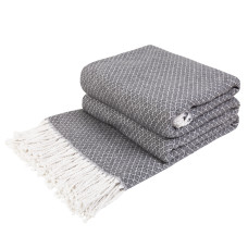 Cotton blanket Geometry LoveYouHome (140x200 cm / Dark Grey - White)