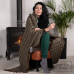 Virgin wool Blanket Rhombus Pattern LoveYouHome (140x200 cm / Brown - Green)