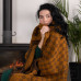 Virgin wool blanket Rhombus pattern LoveYouHome (140x200 cm / Brown - Mustard yellow)