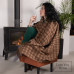 Virgin wool blanket with diamond pattern LoveYouHome (140x200 cm / Brown - Light brown)