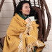 Merino Wool Blanket Diamond Pattern LoveYouHome (140x200 cm / Mustard Yellow - White)