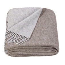Reversible Merino Wool Blanket LoveYouHome (140x200 cm / Light Brown - White)