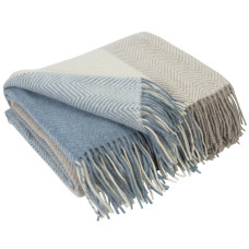 Merino Wool Blanket Squares Gradation LoveYouHome (140x200 cm / Beige - Blue - White)