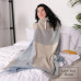 Merino Wool Blanket Squares Gradation LoveYouHome (140x200 cm / Beige - Blue - White)