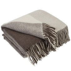 Merino wool blanket Squares pattern LoveYouHome (140x200 cm / Brown - White)