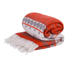 Merino wool blanket Christmas special Reindeer LoveYouHome (140x200 cm / Red - White)