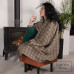 Virgin wool blanket with diamond pattern LoveYouHome (140x200 cm / Brown - Light brown)