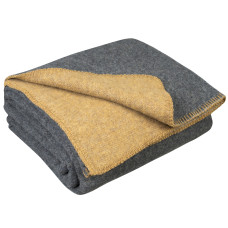 100% Sheep Wool Blanket LoveYouHome (130x170 cm / Grey - Mustard)