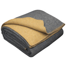 80% Merino Wool Blanket LoveYouHome (150x215 cm / Grey and Mustard)