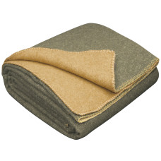 80% Merino Wool Blanket LoveYouHome (150x215 cm / Mustard - Olive Green)