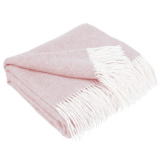 Cashmere blanket with Merino herringbone LoveYouHome (140x200 cm / Pink with White)